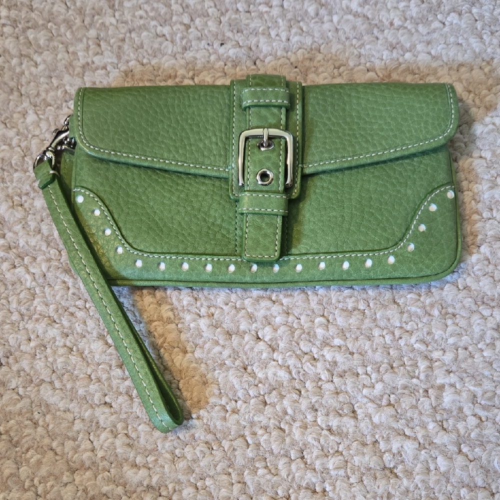 Coach Green Leather Wristlet